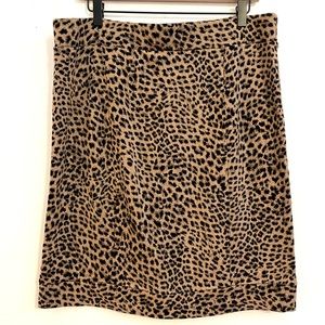Knit Leopard Animal Print Sweater Pencil Skirt Brown Black Tan